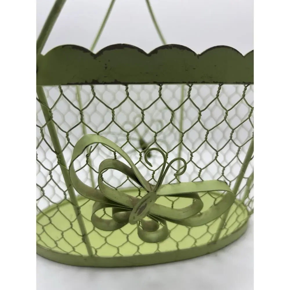 Green Metal Basket.vintage Style